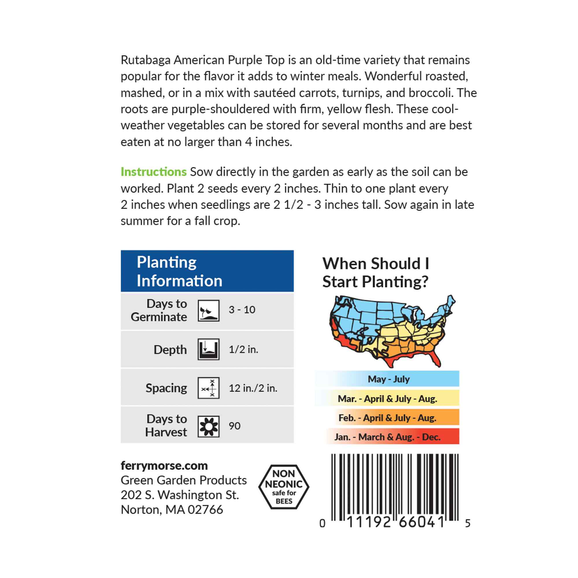 Ferry-Morse rutabaga american purple top seed packet